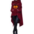 thumbnail image 1 of Women Multiple Color Exquisite Retro Nature Printing Long Sleeve Polyester Size Hooded Pullover(Wine,M), 1 of 4