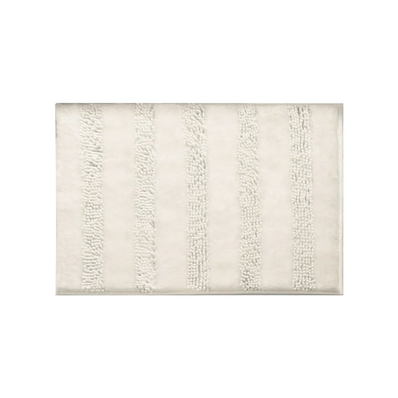openpig Striped White Bathroom Rug Mat 40cmx60cm Ultra Soft, Non Slip Chenille Bath Rugs, Absorbent Plush Shaggy Bath Mats for Bathroom, Bedroom, Kitchen, Shower, Tub