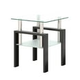 thumbnail image 5 of GZXS 2-Tier Square Accent Glass Table w/ Clear Top, Frosted Shelf, Metal Legs, Modern Sofa Side Table for Living Room Bedroom (Black+Clear), 5 of 8