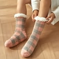 thumbnail image 5 of Mifelio Socks for Women, Women's Plaid Floor Socks Thicken Warm Sleeping Socks Slippers Fuzzy Socks Womens Socks Pink, 5 of 6