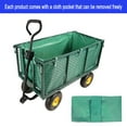 thumbnail image 3 of Gzxs Heavy Duty 880 lbs Capacity Mesh Steel Garden Cart, Folding Utility Wagon with Removable Sides, Cart Liner, Storage Basket and 10" Large Wheels (Green), 3 of 10