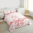 thumbnail image 3 of jejeloiu Letter M Monogrammed Full Size Comforter Sets,Cute Dots Bowtie Bedding Comforter Set,Cartoon Loves Pattern Bedding Sets For Girls,Microfiber Room Decorative Reversible,3 Pieces, 3 of 8