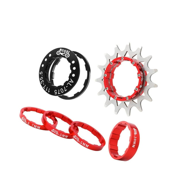 Ensemble de Roue Libre à une Vitesse 15T pour Vélo, Cassette à une Vitesse, Kit de Conversion de Vitesse pour Vélo de Montagne Rouge