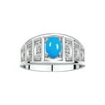 thumbnail image 1 of RYLOS Rings for Women Sterling Silver Ring Classic Style 7X5MM Oval Gemstone &  Diamond Ring December Turquoise Jewelry Size 8, 1 of 7