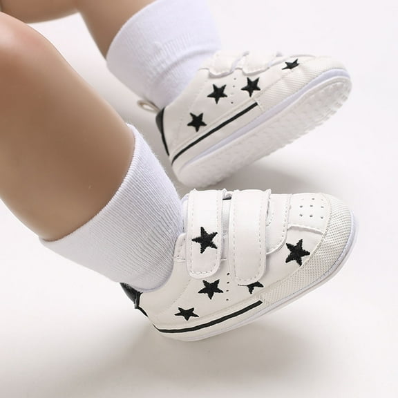 Tao Baby Boys Girls Squeaky Shoes Pu Leather Hard Bottom Walking Sneakers Non Slip Soft Sole Flat Shoes Toddler Rubber Sole First Walkers Infant Cartoon Slippers Crib Shoes Black12