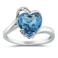 thumbnail image 1 of SZUL Women's Heart Shaped Blue Topaz and Diamond Ring in 14K White Gold, 1 of 3