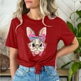 thumbnail image 2 of VBTAPA Women Happy Easter Shirt Eggs Hunting Themed Graphic T-Shirts Funny Cute Graphic Tees Teen Girls Short Sleeve Crewneck Tops on Sale Red XXXL, 2 of 6