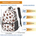 thumbnail image 3 of Football Icon Brown Pattern 17" Waterproof Oxford School Backpacks for Teens, S-Shape Padded Straps, for School, Travel, Hiking, Camping, 3 of 5