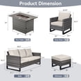 thumbnail image 4 of POCASSY 6PCS Outdoor Furniture Set with Fire Pit Table - All Weather Patio Conversation Set with Gray Wicker Outdoor Accent Club Chairs and 41" Propane Firepit Table for Balcony, Porch, Garden - Gray, 4 of 14