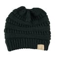thumbnail image 2 of Fashion Women Winter Knitted Hat Messy Bun Ponytail Beanie Holey Warm Wool Caps, 2 of 2