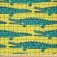 thumbnail image 2 of Ambesonne Gator Fabric by the Yard Microfiber, Repetitive Crocodile Pattern, 2 Yards, Teal Mustard, 2 of 2
