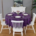 thumbnail image 2 of Purple Black Ornament Eye Pattern Round Tablecloth 60"x60",Wrinkle Wipeable Table Cloth for Kitchen Dining Room Picnic Patio Party, 2 of 6