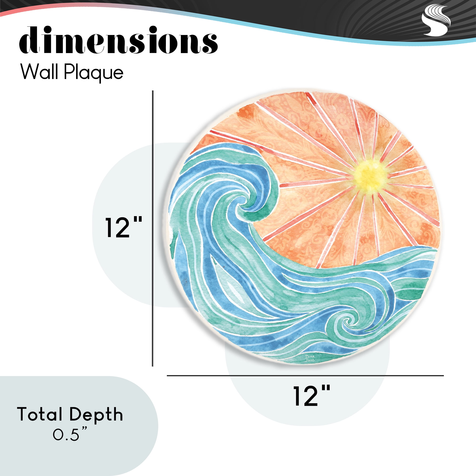 Stupell Industries Fine In The Sunshine Waves Circular Wall Plaque, design by Dina June
