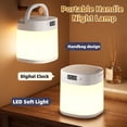 thumbnail image 3 of Portable Handle Cordless Night Lamp with Clock, LED Touch Sensor & Remote Night Light, USB Rechargeable Dimmable Bedside Lamp for Bedroom, Kids Room, Nursery, Camping, Emergency, 3 of 7