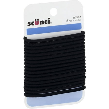 Scunci No Damage Large Black Hair Elastic 18 ea (Pack of 4)