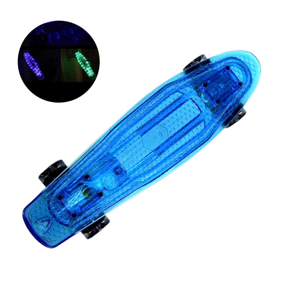 22 inch Complete Mini Cruiser Skateboard with LED Light Up Wheels for Kids Teens 