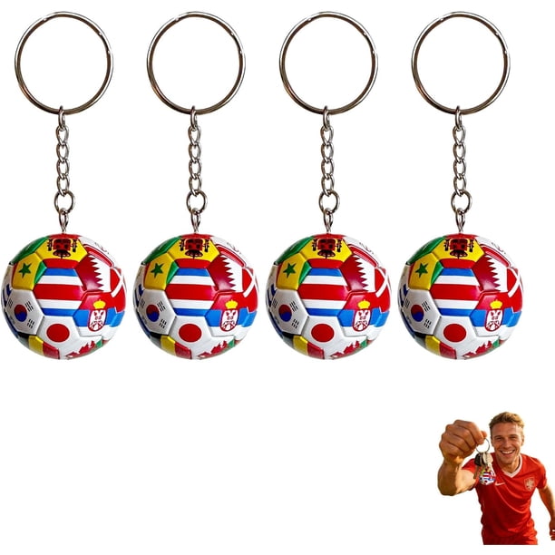 YanonmyfdWorld Cup Soccer Keychain, 2026 Football Ball Key Chain with National Flags, World Cup Soccer Gifts for Men,4pc