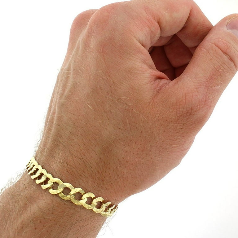 10K Yellow Gold 7MM Solid Cuban Curb Link Bracelet Chain 8.5