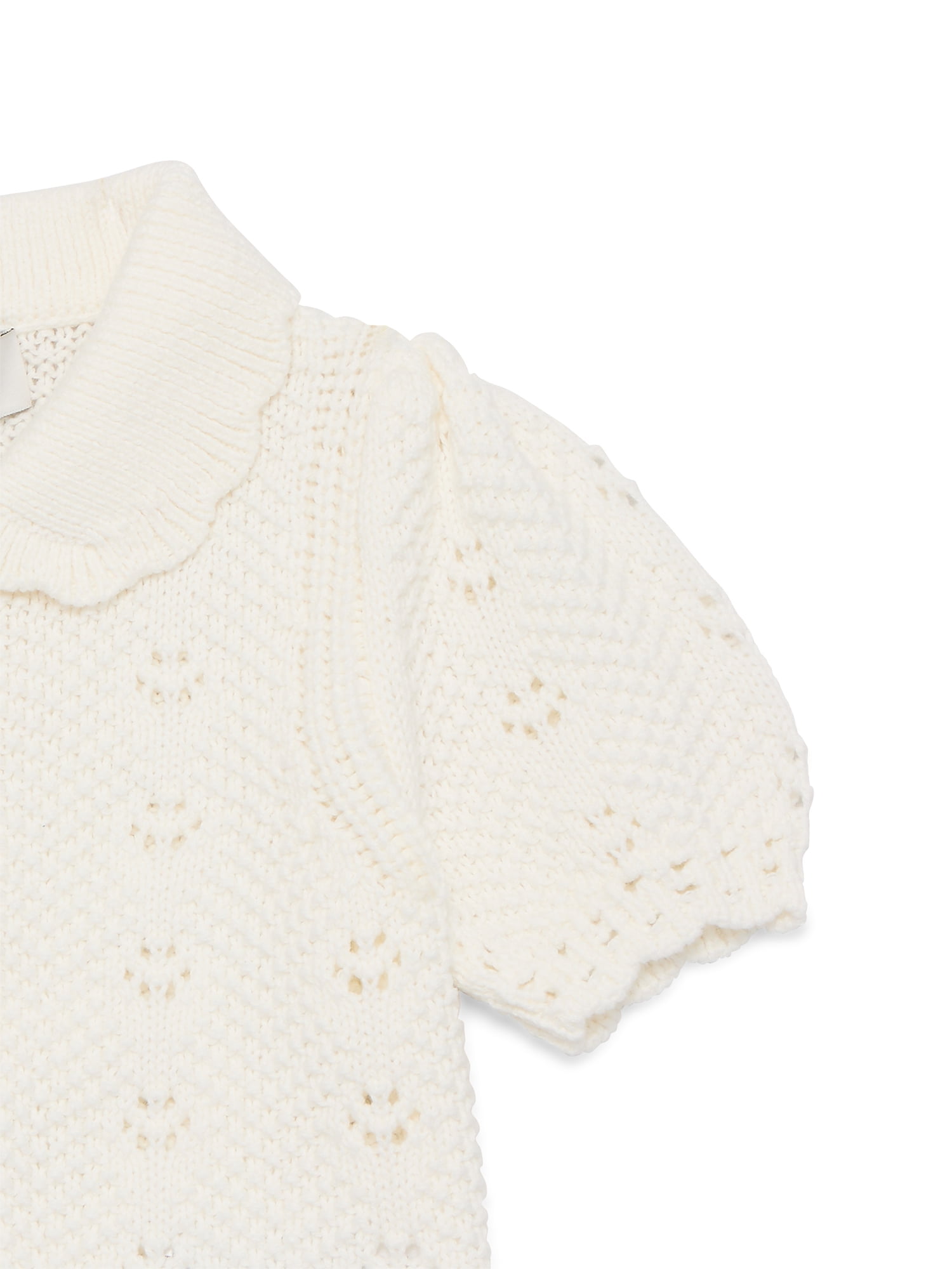 Free Assembly Kids and Toddler Cotton Pointelle Cardigan Sweater with Short Sleeves, Sizes 12M-3T and XS-XL