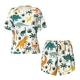 thumbnail image 4 of Picia Dinosaurs and Tropical Leaves Pajamas Sets for Women Soft Short-Sleeved Pjs with Lounge Shorts Two Piece Sleepwear-XX-Large, 4 of 9