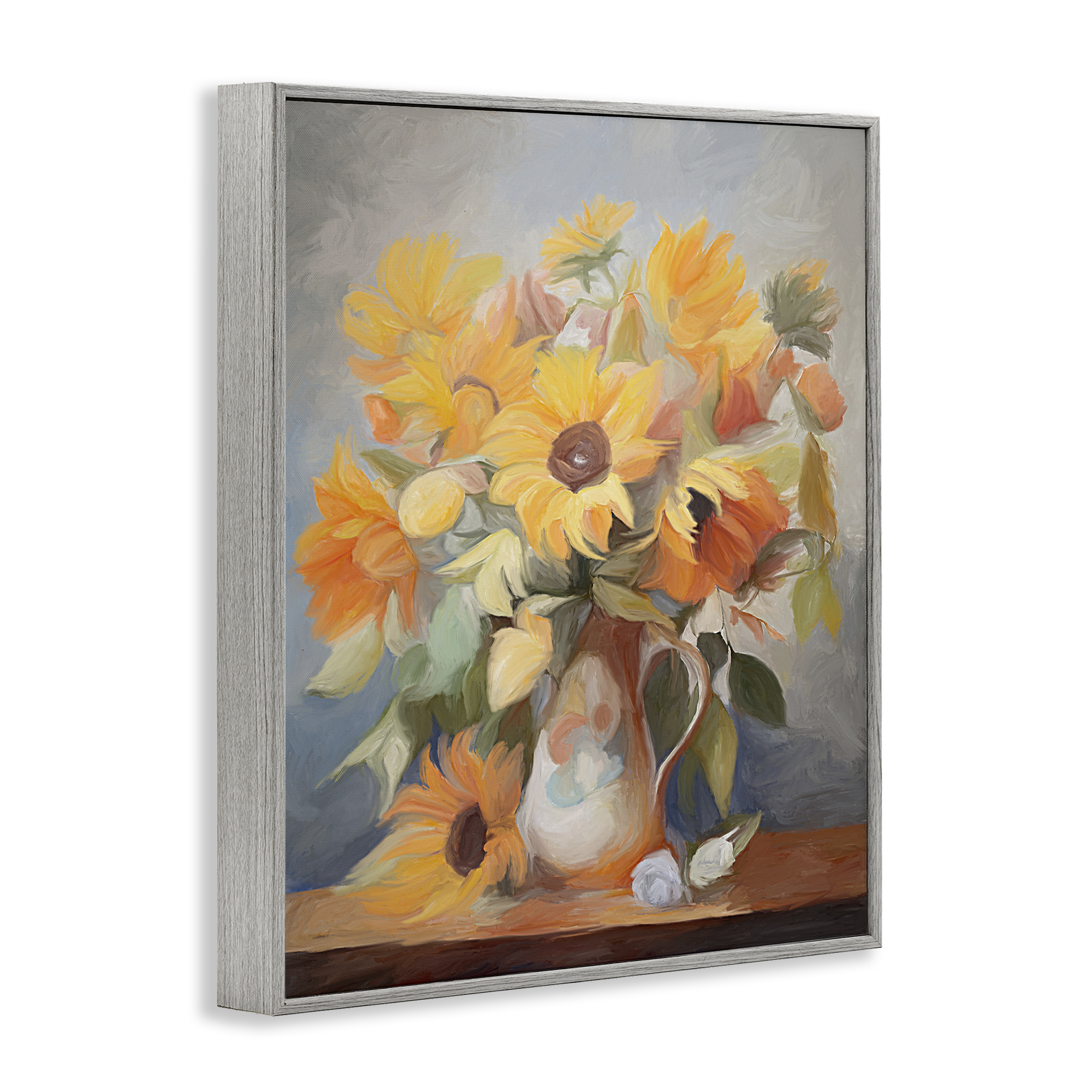 Stupell Industries Bright Sunflower Medley Botanical & Floral Painting Gray Framed Art Print Wall Art, 24 x 30