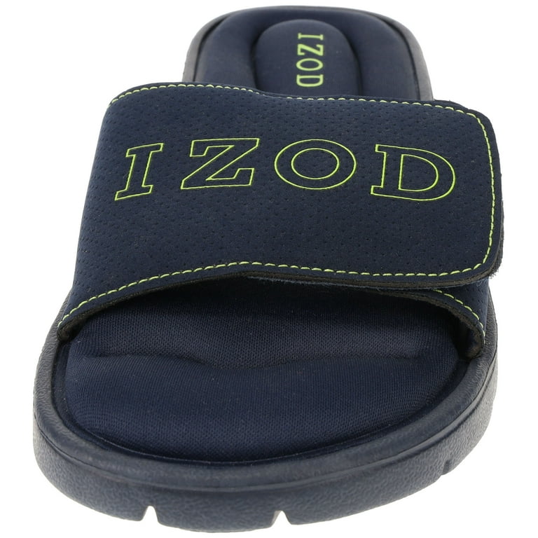 IZOD Men s Sandal Adjustable Sport Slide Memory Foam Sandal Navy Green XXL Men s Size 13