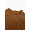 thumbnail image 3 of ABPHQTO Jersey De Mujer Cuello Alto Punto Cremallera Marrón, 3 of 5