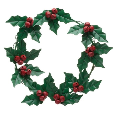 Holly Christmas Wreath Holly and Berries Metal Wreath by Fox River Creations, Winter Holiday Décor, 14” Diameter ()