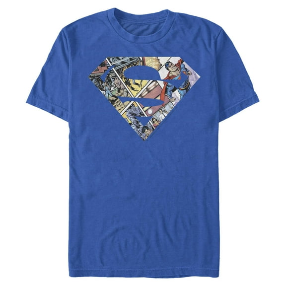 Mens Superman Comic Panel Shield Logo T Shirt