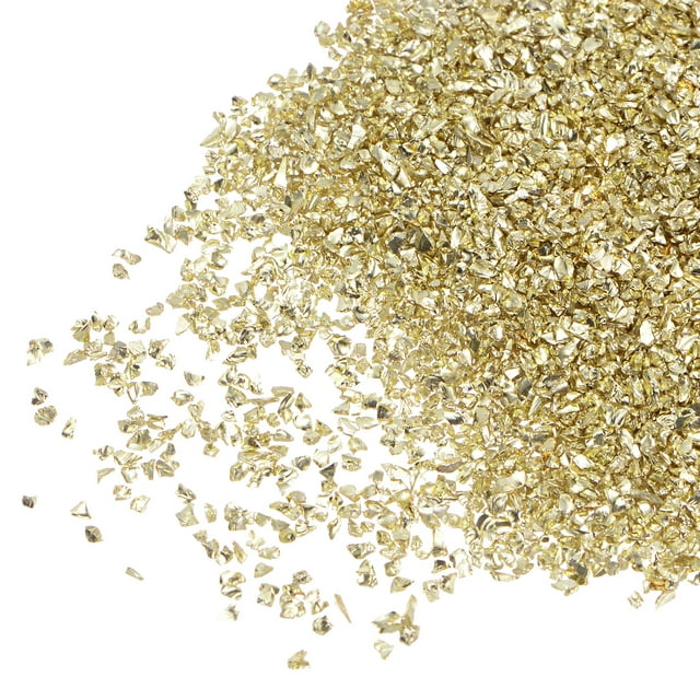 Unique Bargains Bright Golden Irregular Metallic Glitter Crushed Glass Chips, 20g, 1-3mm
