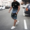 thumbnail image 2 of SHIXIAOO Men's 2025 Summer Tracksuit Plus Size Short Sleeve O Neck Athletic Suit Casual Color Block Drawstring Waist Tracksuit Set Purge Suits for Men Wool Suite Man in Suit Tan Suit Tall Mens Suit, 2 of 5