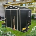 thumbnail image 2 of Remise de Rangement Extérieure en Résine Noire 6 X 8 Pi - Remise de Cour Durable pour Patio et Rangement d'Outils de Jardin - Conception Mince Résistante aux Intempéries avec Doubles Portes, 2 of 8