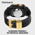 thumbnail image 4 of Pulseras de reloj Amband compatibles con Apple Watch de 45 mm, color negro y dorado, 4 of 6