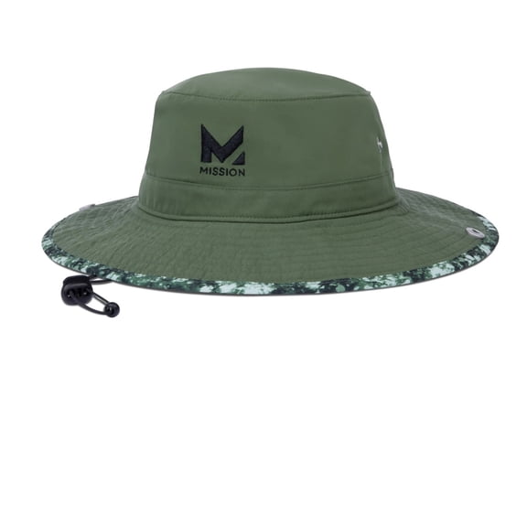 MISSION Cooling Bucket Hat, UPF 50 Wide Brim Sun Hat for Men & Women, Instant Cooling Performance Hat with Adjustable Chin Cord, Lightweight Breathable Fishing Hiking Beach Hat, Ash Ice Green Bay, On