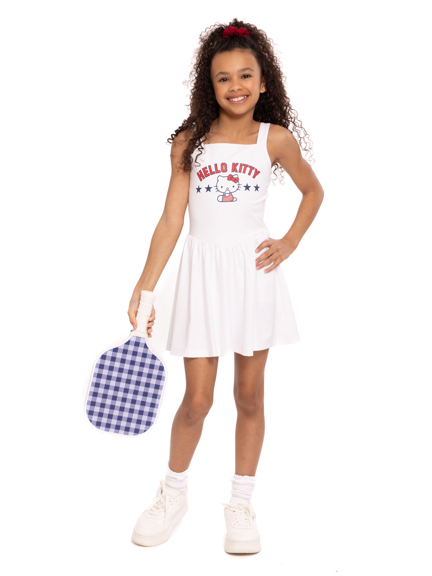 Hello Kitty Girls Active Sleeveless Dress with Built-In Shorts, Sizes 4-12