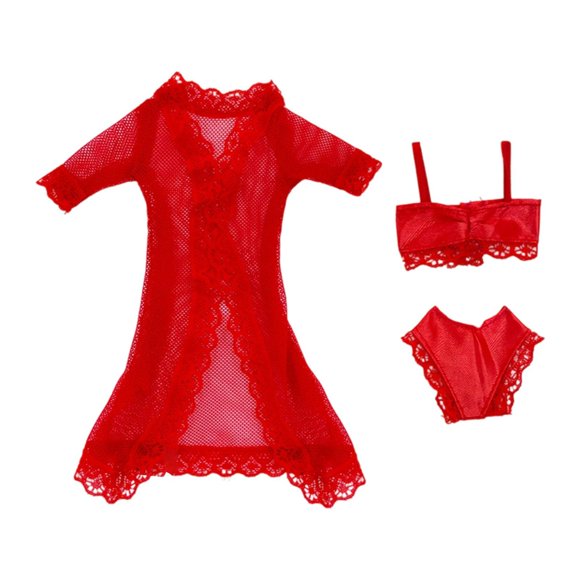 Siruishop Pyjama de Poupée pour Fille de 11,5 Pouces sous-Vêtement de Mode Maillot de Bain Tenue pour l'Heure du Coucher Rouge