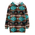 thumbnail image 4 of Xoenoiee Geometric Navajo Ethnic Tribe Print Long Hoodies for Teen Girls Active Pullover Sweatshirts Outfits Casual Sport Shirt Hooded Jumper Tunic Dress with Pocket, Size 9-10 Years, 4 of 7