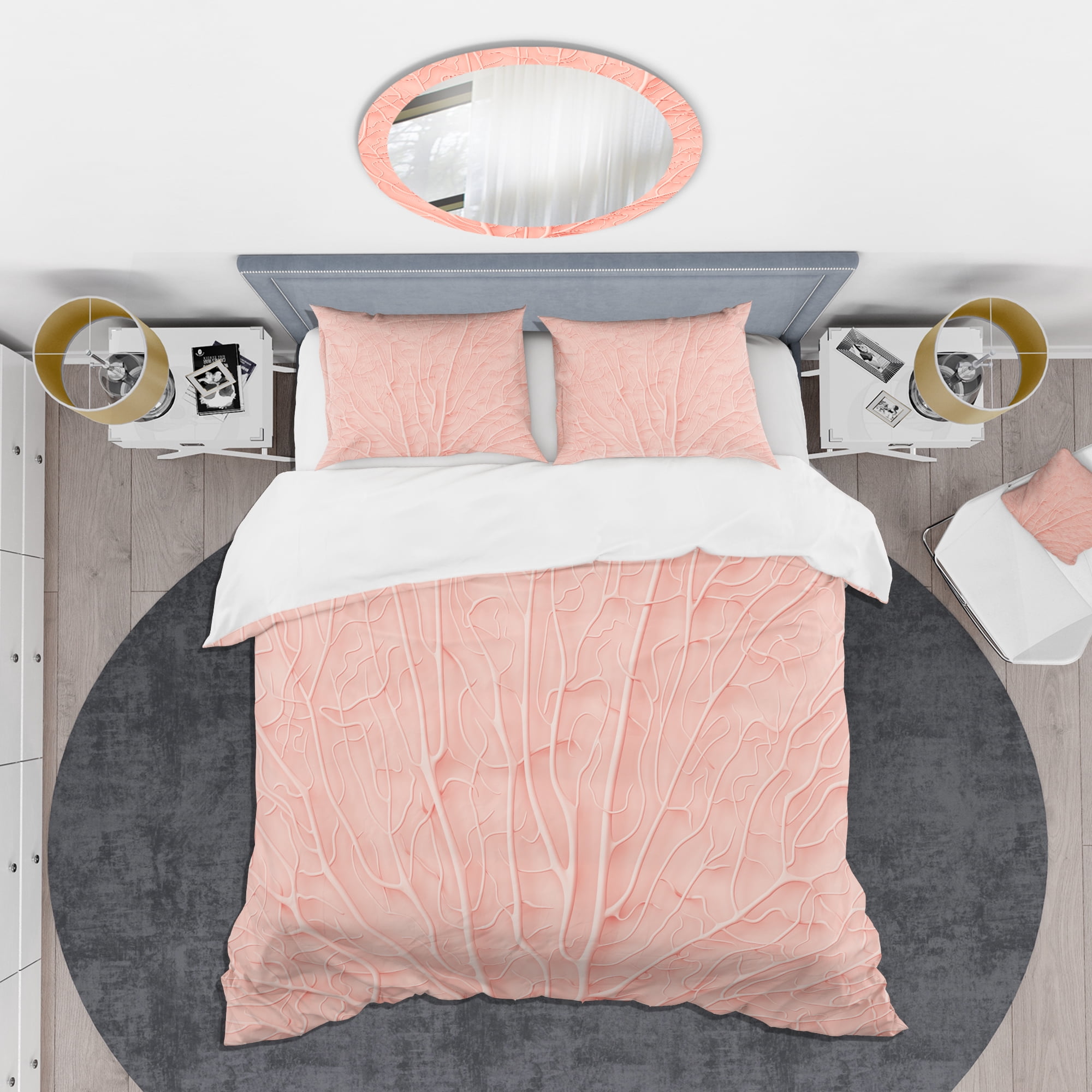 Designart 'Living Coral Pink' Mid-Century Modern Duvet Cover Set