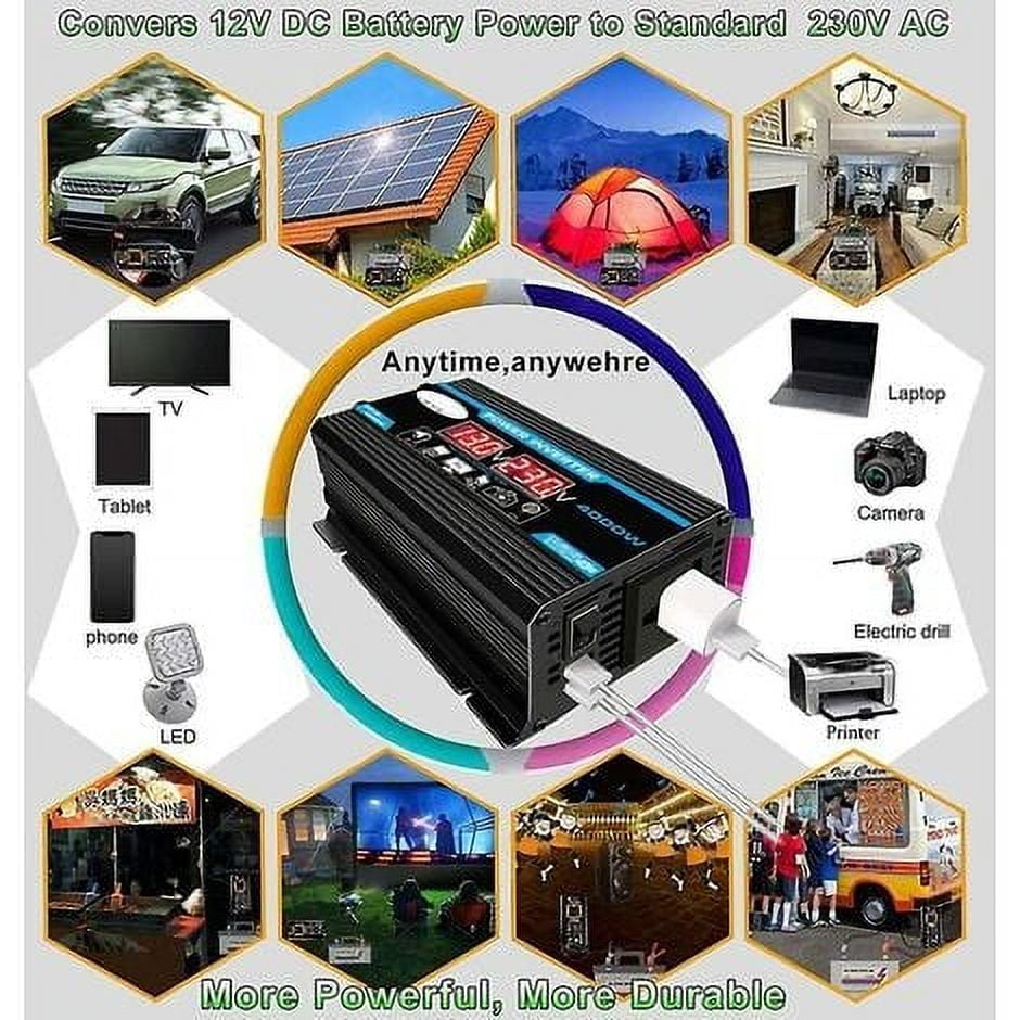 Gealach 4000W Heavy-Duty Voltage Conversion Transformer, 220V to 110V, Boost/Buck Power Converter, Dual USB, LCD Display, Circuit Breaker Protection,