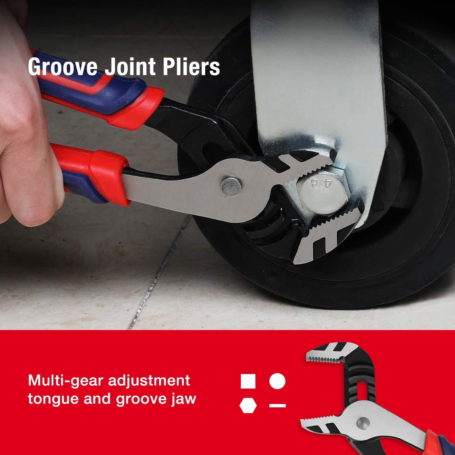 Pliers Set  Cr-v Construction Includes 6 Inch Slip Joint Long Nose Diagonal 8 Groove 7 Linesman And Storage Pouch For Basic Repair (pack Of 2)