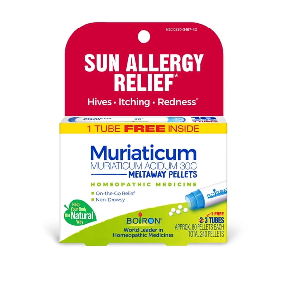 Boiron Muriaticum Acidum 30C Bonus Pack, Homeopathic Medicine for Sun Allergy Relief, 240 Pellets