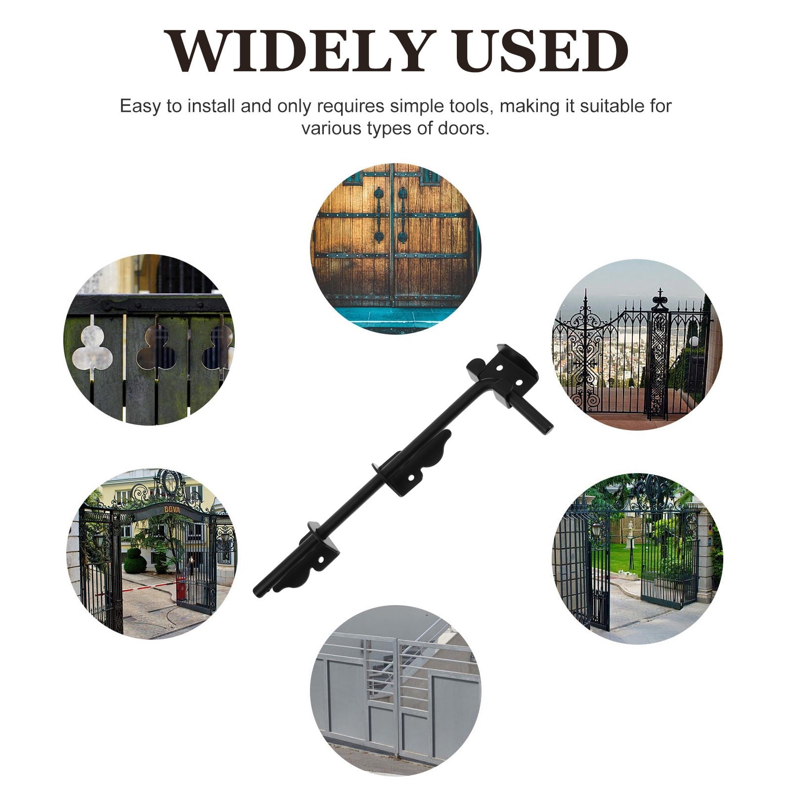 WHAMVOX 1Pack Securing Gates Hardware Kit Cane Bolt for Wooden Door 12In Black