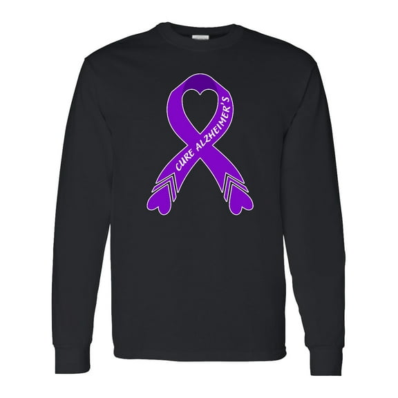 Inktastic Cure Alzheimer's Purple Heart Ribbon Long Sleeve T-Shirt