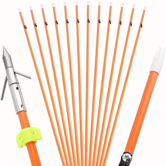 12pcs Archery Bowfishing Solid Fiberglass Arrowheads Outdoor Bow Fishing Hunting