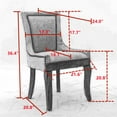 thumbnail image 2 of Modern Dining Chair Set of 2, Upholstered Side Chairs with Swoop Arm and Curved Back, Thickened Fabric Kitchen Chairs with Bronze Nail Head, Soild Wood Legs for Kitchen, 2 of 7