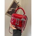 thumbnail image 3 of Wynndora Mini Box Crossbody Bag, red Quilted Metallic Purse with Chain Strap, Top Handle & Heart Charm, Women's Evening Clutch, 3 of 7