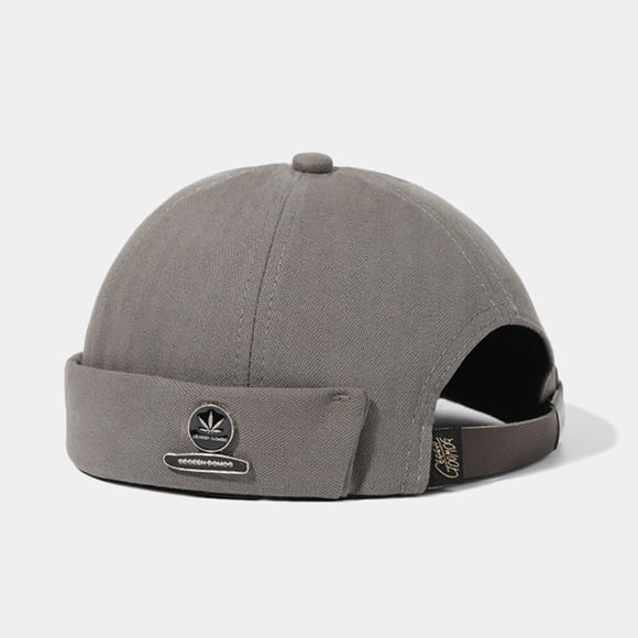 Fashion Men Women Docker Brimless Caps Hat Retro Maple Leaf Icon Melon Beanie Hats Outdoor Street Style Spring Summer Skullcap Gray One Size