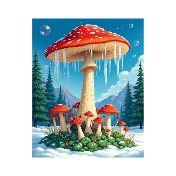 Paint By Numbers Kit for Adults Beginner - DIY Fantasy Winter Mushroom Landscape Canvas Painting Kits for Adults, Frameless Paint By Number for Adults for Home Wall Decor 16x20 Inch