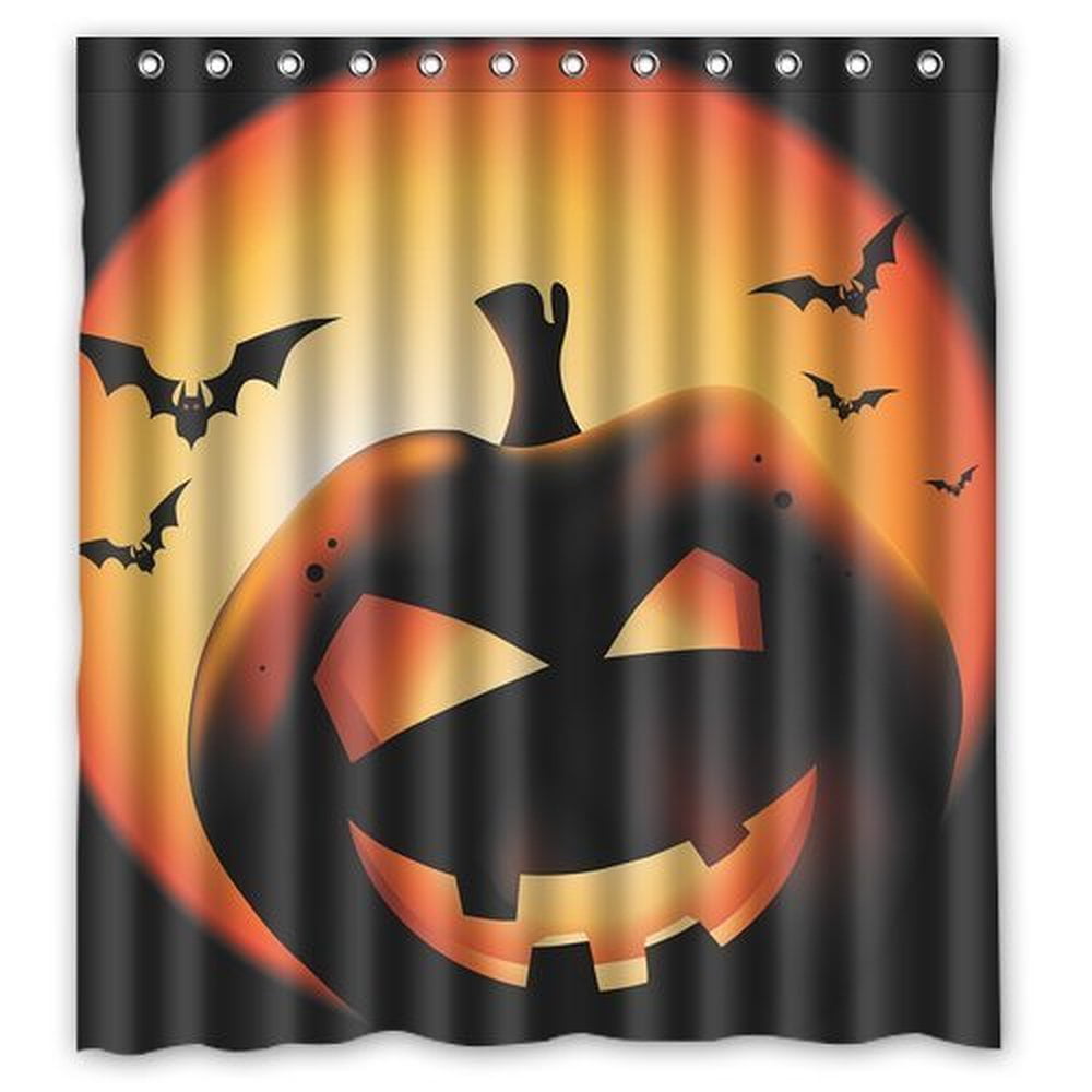 GreenDecor Horror Halloween Pumpkin Printed Waterproof Shower Curtain ...