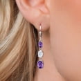 thumbnail image 3 of Gem Stone King 925 Sterling Silver Purple Amethyst 3 Stone Dangle Earrings for Women (5.00 Cttw, Gemstone February Birthstone, Oval 8X6MM, 7X5MM and 6X4MM), 3 of 6